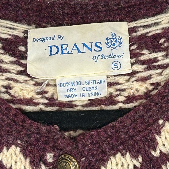 Deans of Scotland Women's Vintage Fair Isle Shetland Wool Hand-Knit Sweater Sz S - Picture 5 of 7